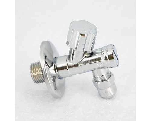 Вентиль Н-обжим Uni-Fitt 1/2" х 10 мм (3/8") для подключения бачков / смесителей с фильтром, хромированный, рукоятка пластик