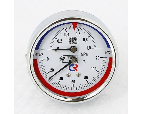 Термоманометр Росма ТМТБ- 31Т.1 80/10 (1/2", 10 бар, 120'С, 2,5) аксиальный