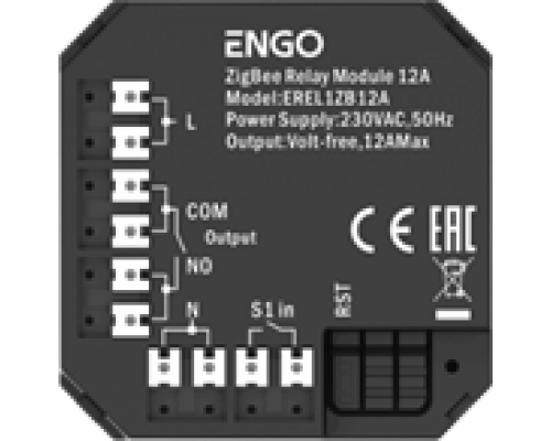 Модульное реле, ENGO, ZigBee 12A, сухой контакт (стр. арт. EREL1ZB12A) Модульное реле, ENGO, ZigBee 12A, сухой контакт (стр. арт. EREL1ZB12A)