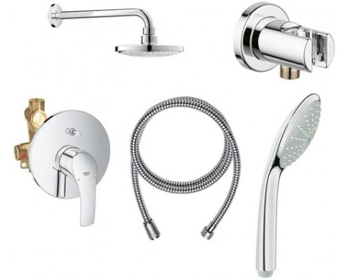 124440 Eurosmart 2015 Промо набор 5в1:Душевая система Eurosmart с душевым гарнитуром и верхним душем Tempesta 210, хром 124440
