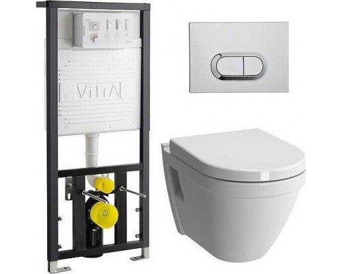 9003B003-7201 Комплект: S50 Rim-Ex унитаз подвесной безободковый с сидением МЛ+ инсталляция и панель смыва глянец хром 9003B003-7201