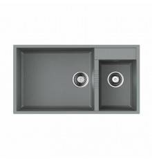 Мойка, OMOIKIRI, Tedori, шгв 850-465-235, отверстия для смесителя-2 промаркированных, чаши-2, цвет-Leningrad grey