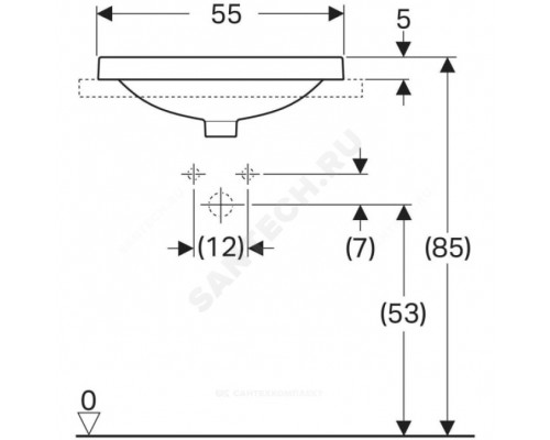 Умывальник меб VariForm 55 2/вел 1/отв б/к Geberit 500.720.01.2