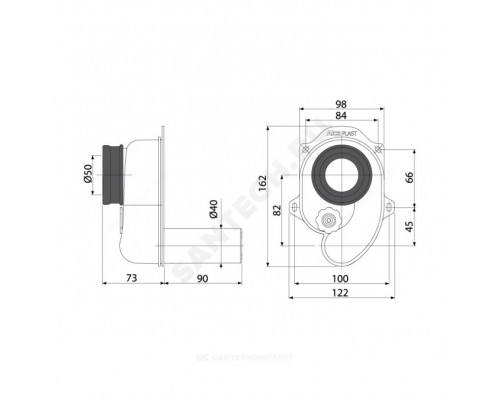Сифон д/писсуара гор/вып DN50x40 Alca A45B