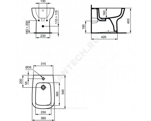 Биде напол ESEDRA 1/отв Ideal Standard T281301