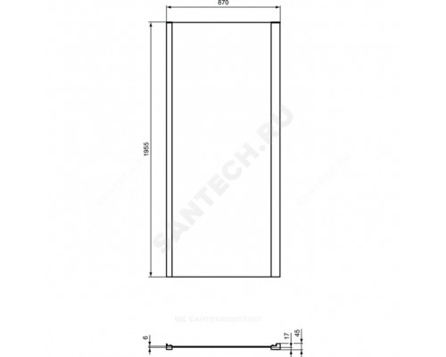 Стенка душевая CONNECT 2 900х1950мм черн мат Ideal Standard K9374V3