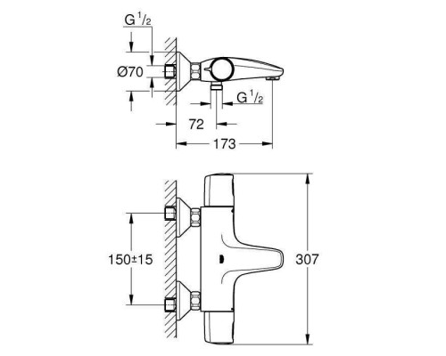 Термостатический смеситель для ванны GROHE Precision Trend New, хром (34227002)