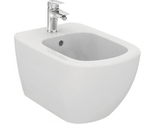 T355201 (замена на T457001) TESI Подвесное биде, с отверстием под смеситель, с отверстием перелива, с крепежом (для полностью скрытого монтажа) T355201