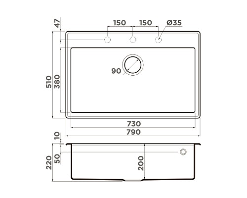 Omoikiri Tedori 79-BE Кухонная мойка Tetogranit 79x51 см, цвет: ваниль 4993949 Omoikiri Tedori 79-BE Кухонная мойка Tetogranit 79x51 см, цвет: ваниль 4993949