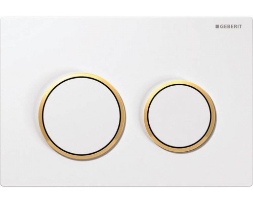 115.085.KK.1 Смывная клавиша Geberit Omega20 для двойного смыва к 111.003/030/060 белый/позолота 115.085.KK.1
