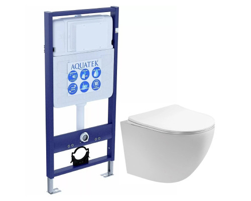 Комплект инсталляции с унитазом AQUATEK ЕВРОПА cm (рама INS-0000012, унитаз AQ1900-00 soft-close) ЕВРОПА cm