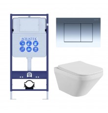 Set AQUATEK ЛИРА (рама AQUATEK Standard INS-0000012 с звукоиз.прокладкой+крепеж KKI-0000002+кнопкаKDI-0000010+унитаз ЛИРА AQ1155-00 с крышкой-сиденьем SET AQUATEK ЛИРА-010 4в1