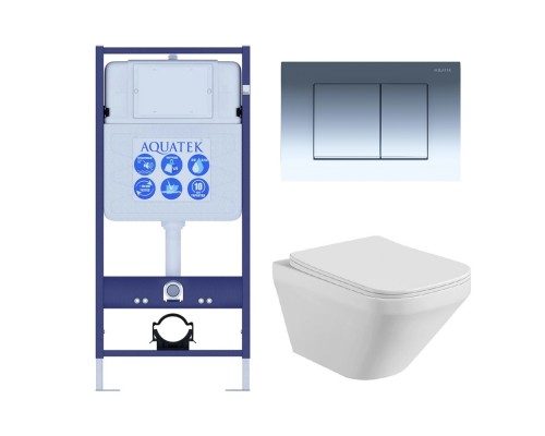 Set AQUATEK ЛИРА (рама AQUATEK Standard INS-0000012 с звукоиз.прокладкой+крепеж KKI-0000002+кнопкаKDI-0000010+унитаз ЛИРА AQ1155-00 с крышкой-сиденьем SET AQUATEK ЛИРА-010 4в1