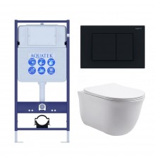 Set AQUATEK КЛАССИК (рама AQUATEK Standard INS-0000012 с звукоиз.прокладкой+крепеж KKI-0000002+кнопкаKDI-0000012+унитаз КЛАССИК AQ1111-00 с крышкой SET AQUATEK КЛАССИК-012 4в1