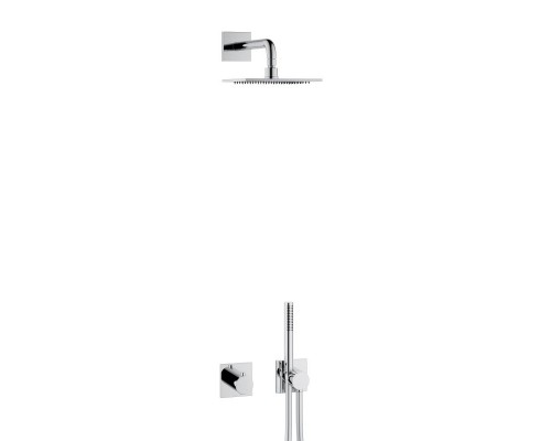 59602010002 IXMO Sets ДУШЕВОЙ KОМПЛЕКТ 8 Термостат на 2 потребителя+ручной душ+шланг 1250мм+настенный держатель для душа 450мм+верхний душ 250мм, хром 59602010002