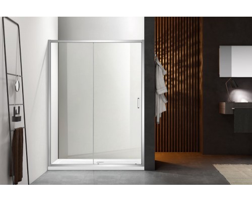 AQ ARI RA 12020CH Душевая дверь двухэлементная, раздвижная1200x2000 профиль хром, стекло прозрачное AQ ARI RA 12020CH
