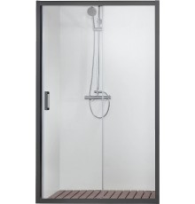 AQ ARI RA 12020BL Душевая дверь двухэлементная, раздвижная1200x2000 профиль черный, стекло прозрачное AQ ARI RA 12020BL