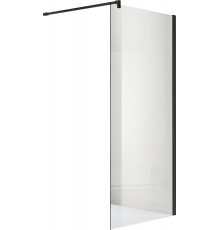 AQ WIW 09020BL Душевая перегородка Walk in с держателем 900x2000 профиль черный, стекло прозрачное AQ WIW 09020BL