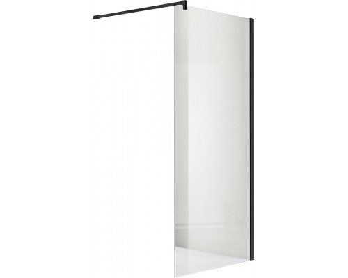 AQ WIW 09020BL Душевая перегородка Walk in с держателем 900x2000 профиль черный, стекло прозрачное AQ WIW 09020BL