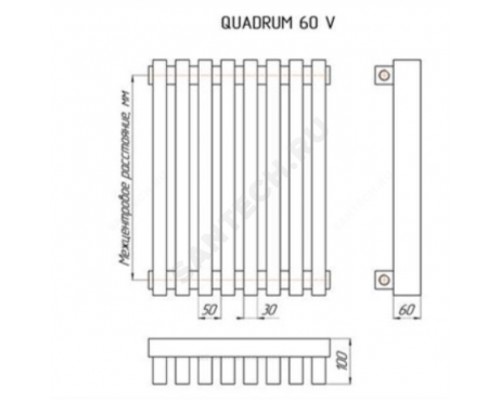 Радиатор трубчат QUADRUM 60 V-1750 4 секц бок/п 1T103S9005 КЗТО