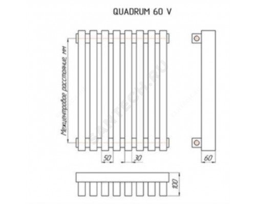 Радиатор трубчат QUADRUM 60 V-1750 8 секц бок/п 1T103S9005 КЗТО