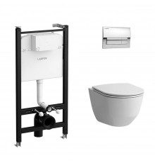 Z.RU93.0.761.5 ПЭК PRO чаша унитаза подвесная, безободковый смыв Rimless, инсталляция, сиденье с крышкой тонкое, панель смыва хром глянец Z.RU93.0.761.5