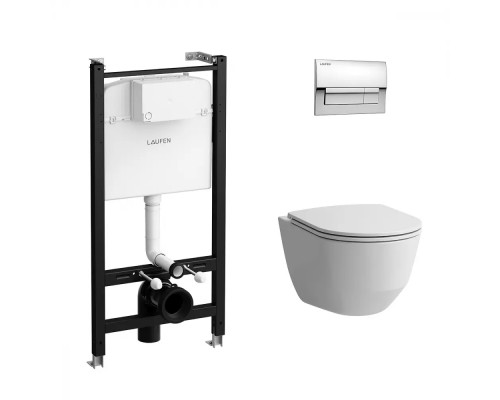 Z.RU93.0.761.5 ПЭК PRO чаша унитаза подвесная, безободковый смыв Rimless, инсталляция, сиденье с крышкой тонкое, панель смыва хром глянец Z.RU93.0.761.5