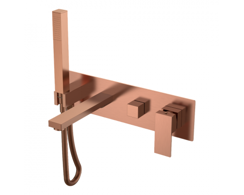 Boheme Qubic Смеситель для ванны встр., 2 потреб., излив 18,8 см, вн. часть, цвет: copper brushed 474-2-CB