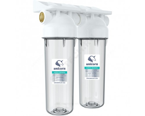 Корпус фильтра пл 2-ст 1/2" м/м 10SL Unicorn KSBP 1/2 DUO