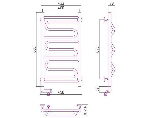 Сунержа Элегия 2.0 Полотенцесушитель электрический 40x80h, лев., цвет: без покрытия 00-5218-8040