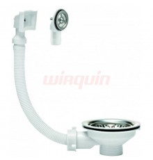 Выпуск Wirquin для мойки с нержавеющей чашкой D90 мм с двумя переливами в комплекте (круглый и прямоугольный)