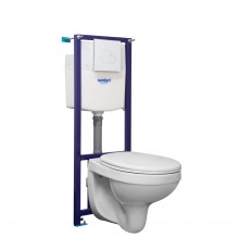 138164S0000B2 Пэк Альфа комфорт (подвес. унитаз с сиденьем полипр. SC, инсталляция, белая панель) (НОВИНКА) 1.3816.4.S00.00B.2