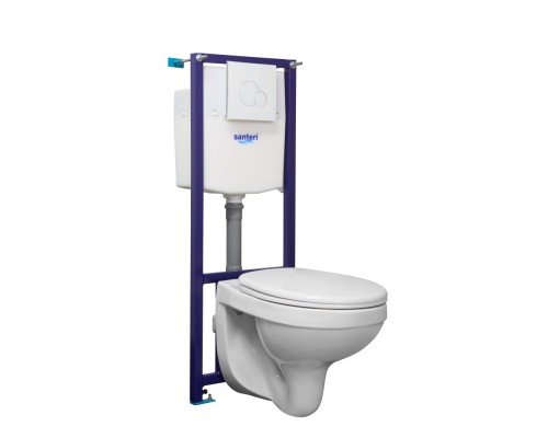 138164S0000B2 Пэк Альфа комфорт (подвес. унитаз с сиденьем полипр. SC, инсталляция, белая панель) (НОВИНКА) 1.3816.4.S00.00B.2