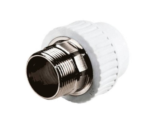 Муфта PP-R бел комб п/ключ Дн50х1 1/2" НР РосТурПласт 10669 Муфта PP-R бел комб п/ключ Дн50х1 1/2" НР РосТурПласт 10669