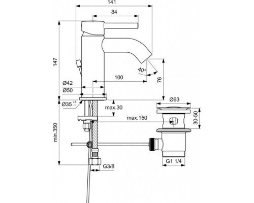 BC203U4 CERALINE смеситель для раковины (черный хром) BC203U4