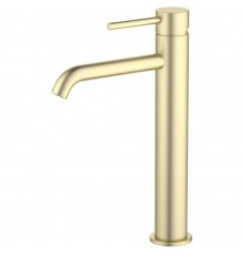 AQ1304BG ЕВРОПА смеситель для раковины высокий 215, без донного клапана, шлиф. золото AQ1304BG