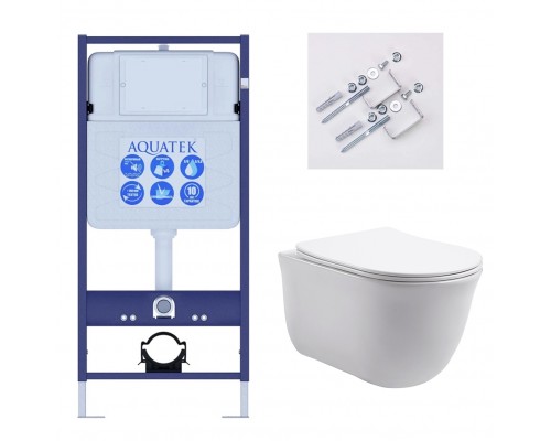 SET AQUATEK КЛАССИК (рама AQUATEK Standard INS-0000012(без клавиши) KKI-0000002 крепления+унитаз КЛАССИК AQ1111-00 с тонким сиденьем soft-close SET AQUATEK КЛАССИК-KKI