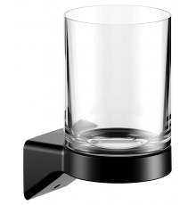 14650379000 AVENO Держатель стакана в комплекте с хрустальным стаканом, с клеевым комплектом, чёрный матовый 14650379000