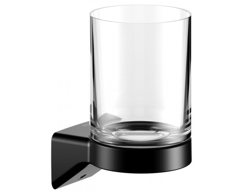 14650379000 AVENO Держатель стакана в комплекте с хрустальным стаканом, с клеевым комплектом, чёрный матовый 14650379000