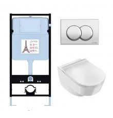 EDR103-CP Унитаз c инсталляцией RG, сиденье тонкое микролифт, панель для двойного смыва, хром (E36495-NF+E36496-CP+EDR102-00+E24889-00) EDR103-CP