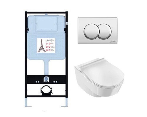 EDR103-CP Унитаз c инсталляцией RG, сиденье тонкое микролифт, панель для двойного смыва, хром (E36495-NF+E36496-CP+EDR102-00+E24889-00) EDR103-CP