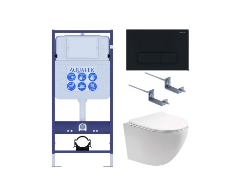 SET AQUATEK ЕВРОПА cm-017 4в1 (рама AQUATEK Standard INS-0000012+крепеж KKI-0000002+клавиша KDI-0000017+унитаз ЕВРОПА AQ1900-00 с тонким сиденьем soft SET AQUATEK ЕВРОПА cm-017 4в1