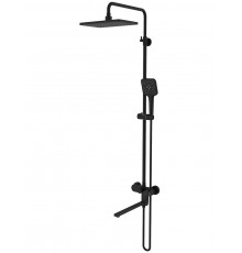 AQ2840MB НИКА душевая система (смеситель для ванны) 3 jet 300х193 мм с длинным изливом, матовый черный AQ2840MB