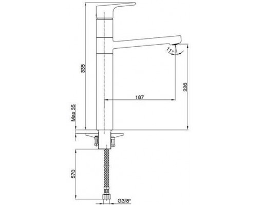 102108949EX LUNA смеситель для раковины 226 без донного клапана 102108949EX
