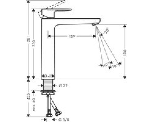 71582000 HG Vernis Blend смеситель для раковины 190, без донного клапана 71582000
