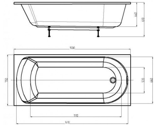 Ванна Ника прямоугольная 15075см NIK150-0000001