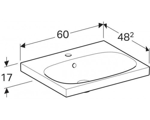 500.620.01.2 Acanto раковина 600x482, с отверстием под смеситель, с переливом, Белый 500.620.01.2