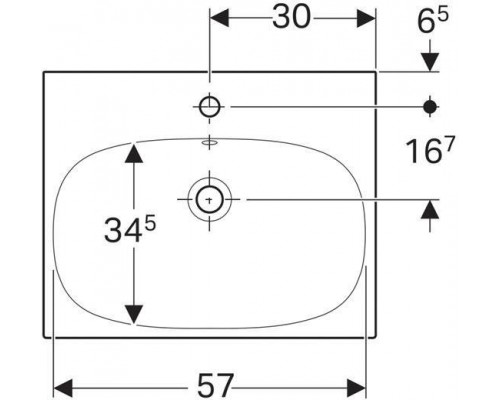 500.620.01.2 Acanto раковина 600x482, с отверстием под смеситель, с переливом, Белый 500.620.01.2