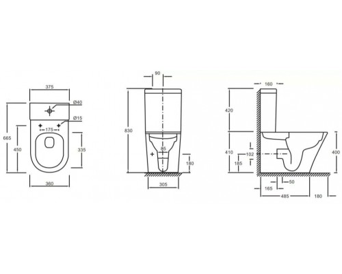 UJAB102-00 RODIN+ Чаша напольного унитаза с креплениями RU UJAB102-00