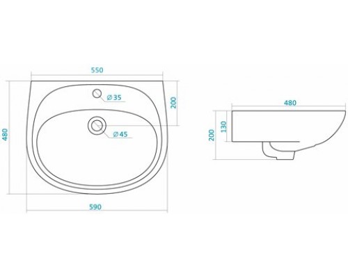1.WH11.0.508 АНИМО умывальник 60 см 1.WH11.0.508